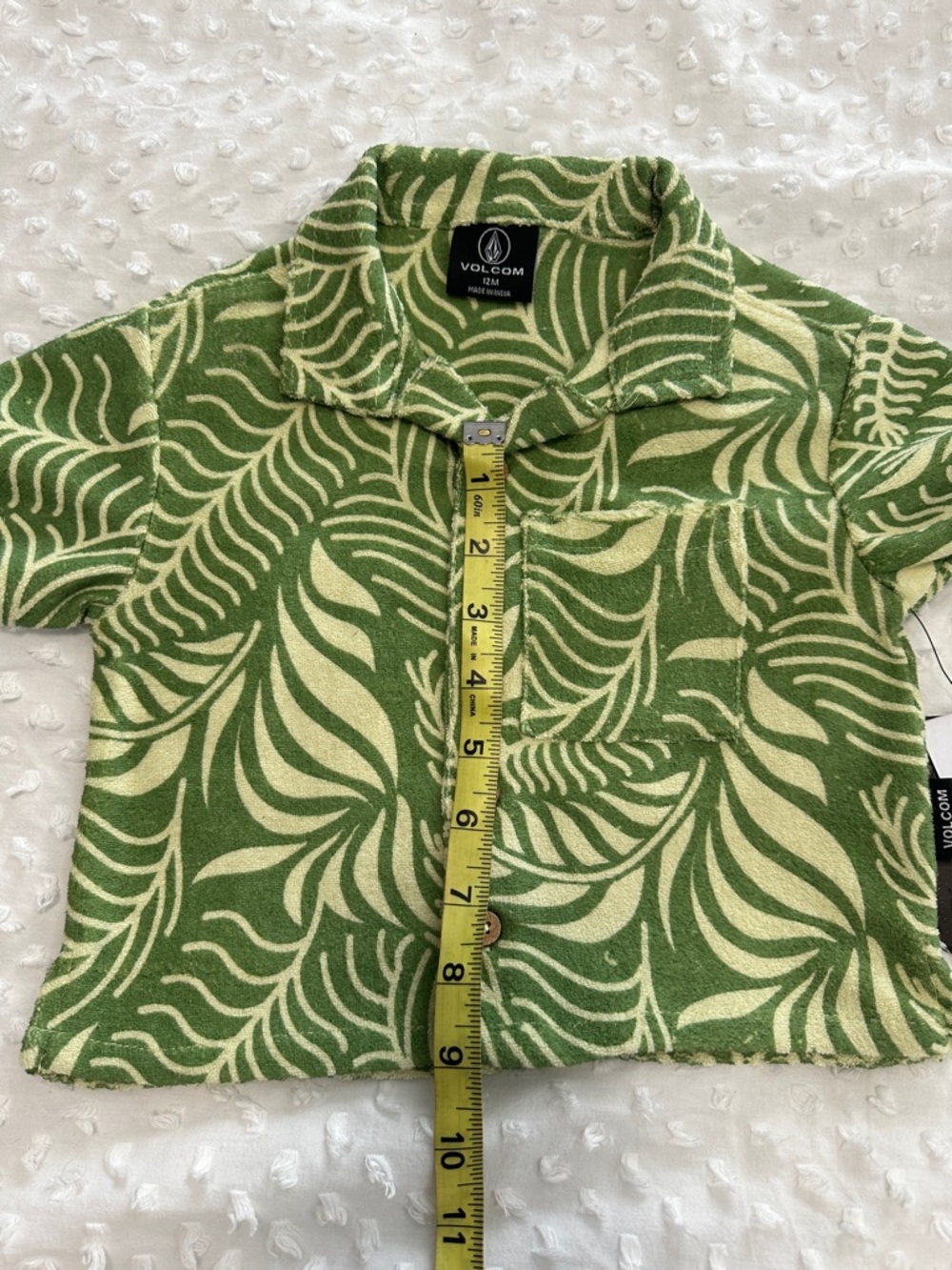 Volcom Vacation Surf Skater Boho  Cabana Beach Green/Cream Leaf Print Set Sz12M - Picture 5 of 11